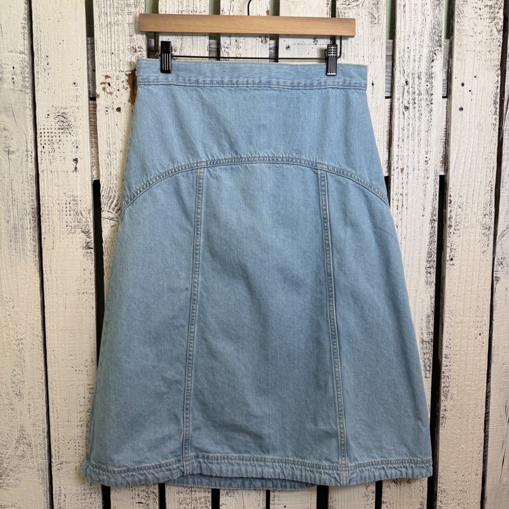 Old Navy Drapey Denim Light Wash High Rise Midi Skirt Blue Size 6 Cotton
